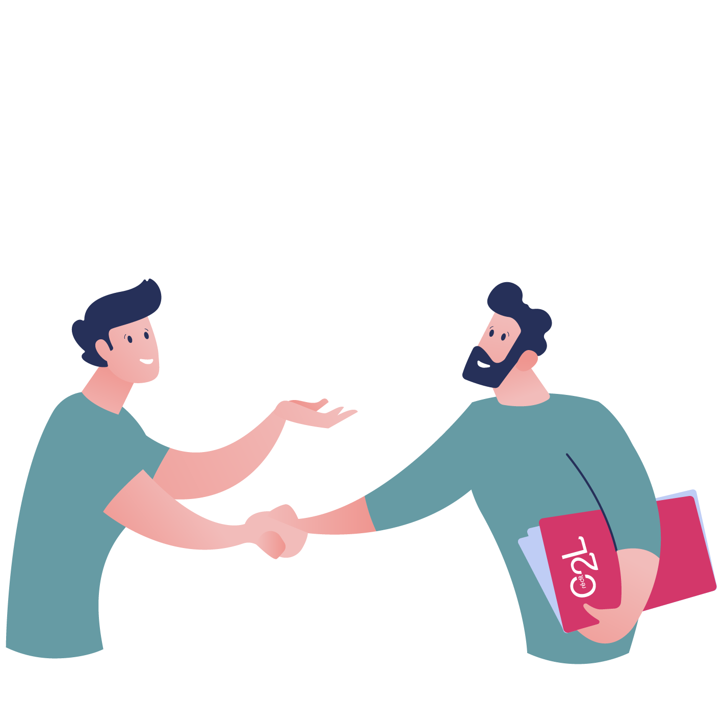 Illustration représentant deux personnes pour montrer un contrat avec Crédit2L